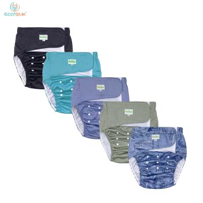 China Goodbum Customization XS/S/M/L Customization XS/S/M/L Solid Color Cloth Embroidered Comfortable Reusable Adjustable Washable Adult Diapers for sale