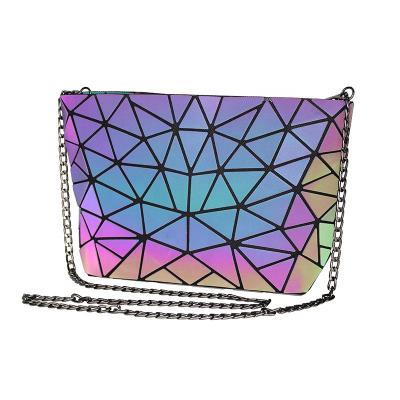 China Luminous High Quality Designer Geometric Reflective Purse Cross - Holographic Body Bag For Women for sale