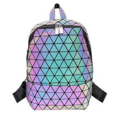 China Waterproof Unisex Reflective Laptop School Bags Waterproof Luminous Geometric Large Backpack for sale