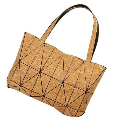 China Fashion Trend Large Capacity Cork Ladies Shoulder Tote Handbag Cork Geometric Geometric Bag for sale