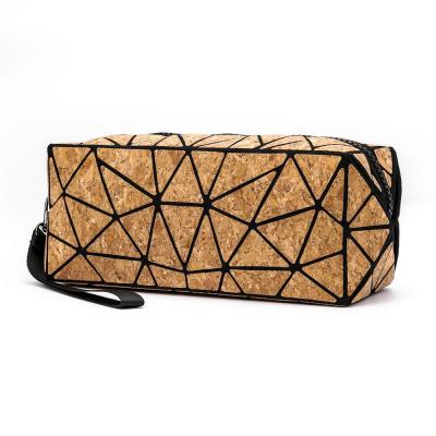 China Fashionable Folding Multifunctional Geometric Cosmetic Bag With Special Materials Cork Bag for sale