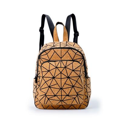 China Waterproof Cork Fabric Zipper Handle Men Backpack Vegan Cork School Bag For Women for sale