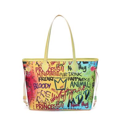 China High Quality Big Large Bags Tote Bucket Book Hand Clutch Colorful Graffiti Oversized Bag For Women for sale