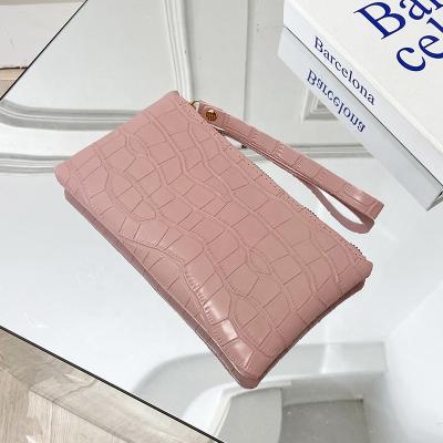 China PU Waterproof Pure Wallet Bag Clutch Color Card Portable Wallet For Women for sale