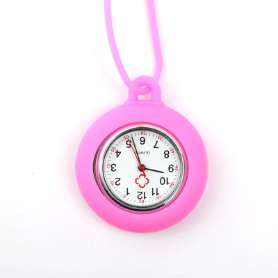 China Hot Sale Solid Color Silicone Holder Small Pocket Watch Quartz Plastic Nurse With Strap Rope for sale