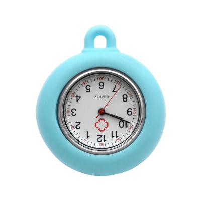 China Round Silicone Tray Independent Dial Nurse Watch Wholesale Plastic Doctor Nurse Quartz Pocket Watch for sale