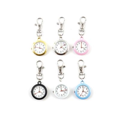 China Simple Nurse Watch Solid Color Mini Keychain Waist Watch Metal High Quality Plastic Nurse Watch for sale