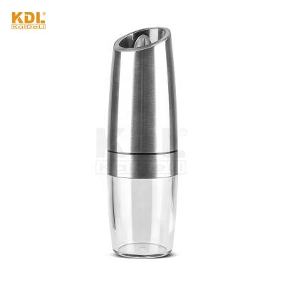 China Sustainable High Quality Portable Stainless Steel Gravity Salt Grinder Customized Pepper Mill With LED Light for sale