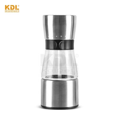 China Modern Modern Stainless Steel Pepper Grinder Acrylic Portable Manual Salt Grinder for Kitchen for sale