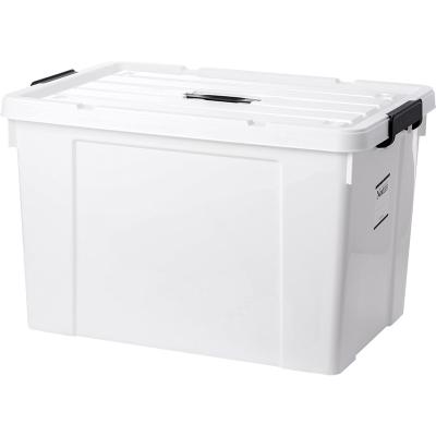 China Sustainable Durable Load Capacity Above 10KG Storage Box Bins With Lids Buckles Stackable Plastic Organizing Container For Home And Travel for sale