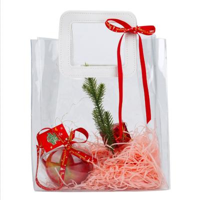 China Wholesale OEM Recyclable Customization Christmas Gift Bags Transparent PVC Tote Bag Apple Packaging Box Candy Decoration Accompanying Gift for sale