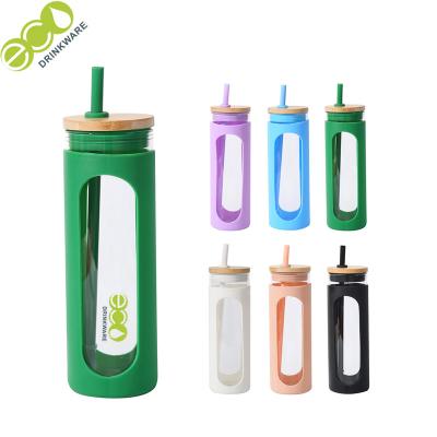 China Viable Wholesale Transparent Clear Colored Tea Infuser BPA Free Tumbler With Silicone Sleeve for sale