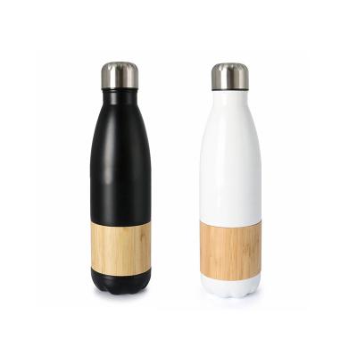 China GV0039 500ml PORTABLE thermos bottle stainless steel kola shape double wall stainless steel water bottle with nature bamboo for sale