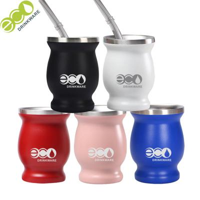 China GV059 viable 220ML/8OZ no minimum double wall stainless steel gourd yerba mate wholesale cup and bombilla set for sale