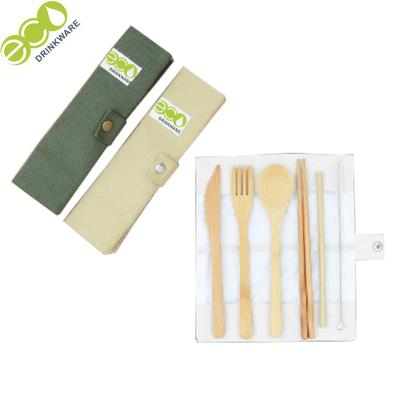 China Stocked Viable Customize Spoon Eco Friendly Dinner Chopstick Fork Remover Straw Toothbrush Knife Nature Bamboo Cutlery Set for sale