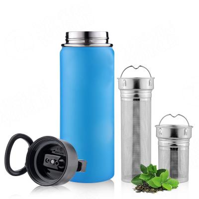 China Custom Minimalist 18/8 Bpa Vacuum Insulated Water Infuser Bottle Double Logo Tea Water Bottle Wall Free Hot And Cold for sale