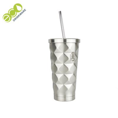 China GV018 450ML/15OZ Double Wall Travel Stainless Steel Sustainable Tumbler Cup With Straw for sale