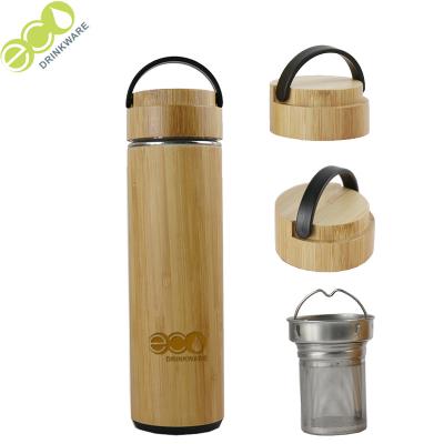 China GB8070 550ML/18.7OZ bamboo thermos thermos drink bottle bpa logo double wall viable heat insulation free customizable water bottle for sale