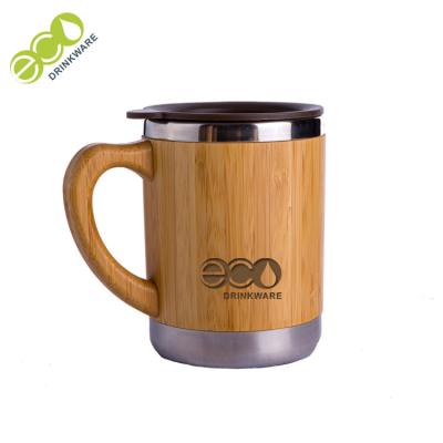 China GB8010 280ML/10 Ounce New Sustainable Natural Stainless Steel Reusable Healthy Bamboo Coffee Cup With Bamboo Handle for sale