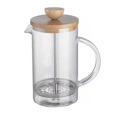 China WITH LID 400ML Borosilicate Acid Glass Bamboo Lid French Press, Coffee Pot for sale