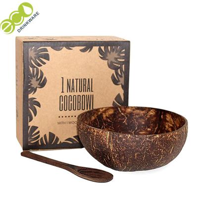 China GP003 Sustainable Stocked Custom Natural Handmade Biodegradable Coconut Shell Bowl And Spoon Set for sale