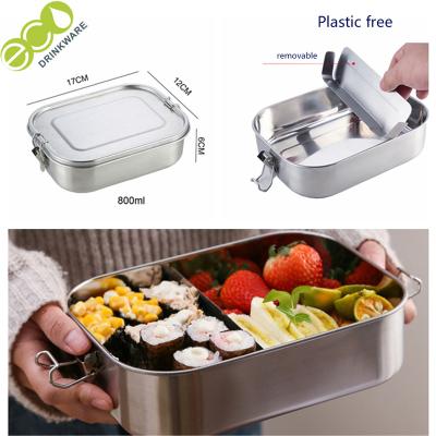 China GF005 800ML Metal Viable School Leakproof Stainless Steel Kids Eco Friendly Bento Lunch Box For Kids Microwave Lunch Box for sale