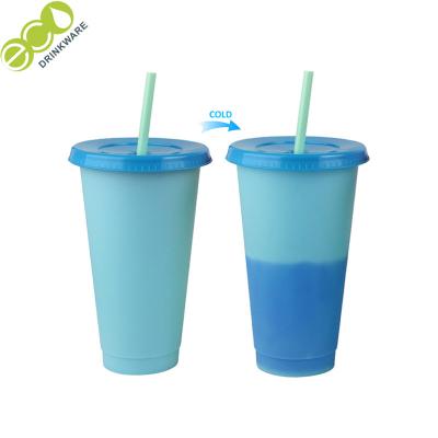 China EA001 720ML Viable Plastic Reusable Tumblers With Sexy Custom Color Heat Lid And Straw Christmas Coffee Color Changing Magic Cup for sale