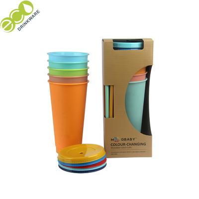 China 2020 Hot Sale EA001 Amazon Viable Hot Coffee Mug For Sake Travel Vacation Mug Plastic Reusable Magic Thermo Cup Hot Cold Color Change for sale