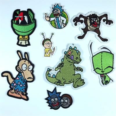 China Washable cartoon character embroidered American anime Rick and Morty embroidery adhesive patch for sale