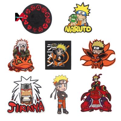 China Washable Anime Naruto Embroidered Patch Clothing Bags Hat Accessories Adhesive Irregular Cloth Stickers for sale