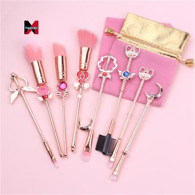 China Angular Blush Reading Brush Pincel Maquiagem Metal Cosmetic Moon With Crystal Women Gifts Anime Jewelry Sailor Moon Personalized Make Up Brush for sale