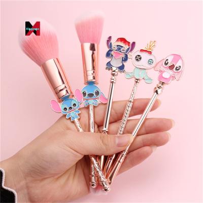 China Angular Blush Kawaii Cardboard Gift Custom Dot Logo 5 Pcs Makeup Brush Set for sale