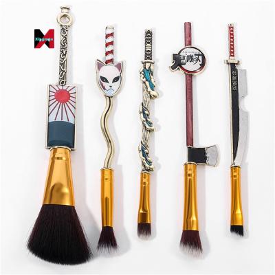 China Makes Apply Makeup Demon Slayer Metal Anime Makeup Cool Brush Kimetsu No Yaiba Anime Customized Make Up Brushes for sale