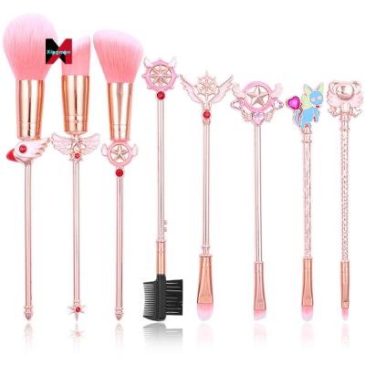 China Angular Blush Cartoon Cardcaptor Japanese Sakura Makeup Brush Rose Gold Makeup Brushes Girl Reading Brushes Makeup Gift for sale