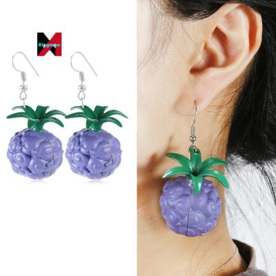 China FASHIONABLE Fruit One Piece Ornament Devil Luo Surgical Ace Burning Luffy Fruit Rubber Earrings for sale