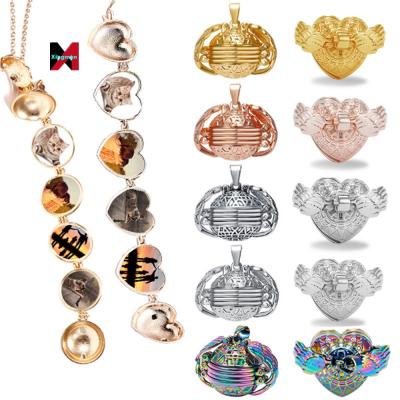 China DIY Photo Durable Magic Pendant Memory Floating Necklace Angel Wings Love Flash Box 4 5 6 Layer Album Box Necklace For Women for sale