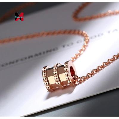 China 18k Gold Color Pendant Real Durable Spring Rose Gold Small Waist Clavicle Necklace For Women for sale