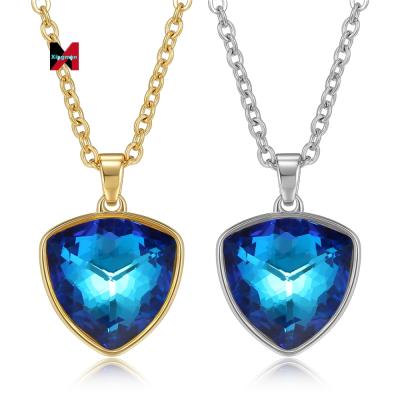 China Durable Dangling Birthstone Necklace Rose-triangle Crystal Necklace Girl Valentine's Day Birthday Gift Female Jewelry for sale