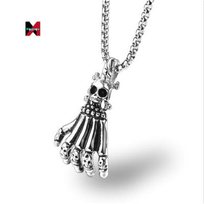 China Hand Religious Jewelry Skull Style Stainless Steel Necklaces Mens Jewelry Punk Pendant Necklace for sale