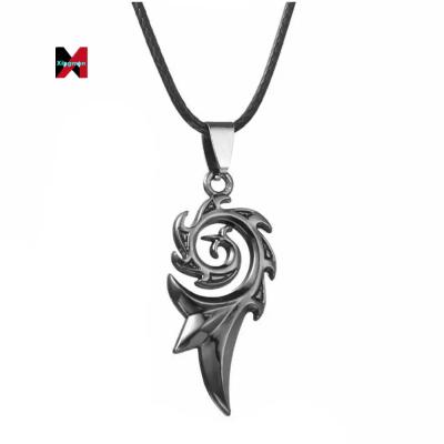 China Novedadess 2022 Fashion Fire Flame Neo-Gothic Necklace For Men Pendants Leather Chain Men Choker Necklaces Pendant for sale