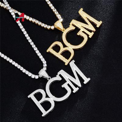 China Hiphop Customized Crystal Cz Name Letter Alphabet Gold Diy Pendants For Tennis Cuban Link Jewelry Making Necklaces for sale