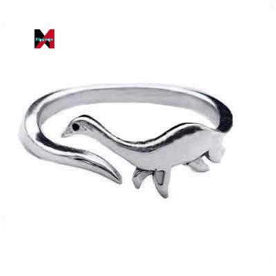 China Durable Silver Cute Little Dinosaur Shape Open Knuckle Finger Rings Jewelry Resizable For Women for sale