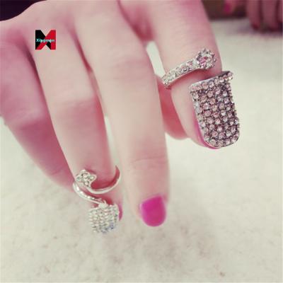 China Crystal Fashion Nail Tips Ring Finger TRENDY Bridal Rings For Women Gifts for sale