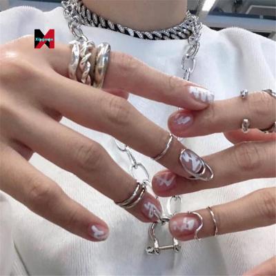 China FASHIONABLE Hot Selling Fashionable High Quality Crystal Glitter DIY Zircon Index Finger Ring Nail Rings for sale