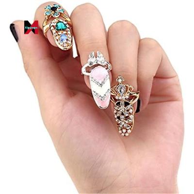 China Europe Women Shape Nail Rings Crystal Ring Set New Arrival Finger Charm Crown Flower Jewelry for sale