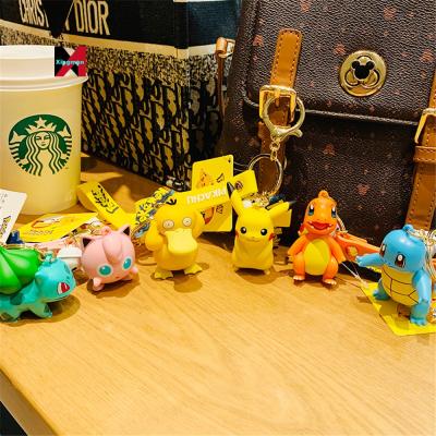 China Pocket PockMon Plastic Monster Licensed Pikachu Key Chain PVC Japanese Anime Keychains for sale