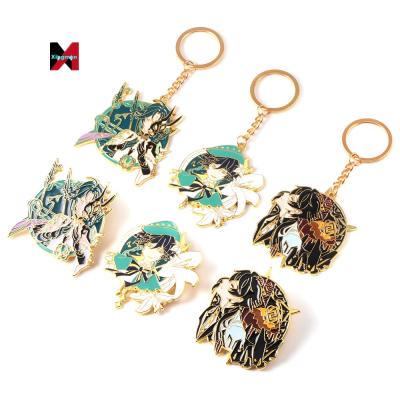 China Promotion Gift Anime Genshin Impact Venti Zhongli Xiao Keychain Cartoon Pendant Metal Custom Keychains for sale