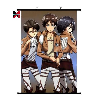 China Gift Shop Large Hanging Japanese Anime Painting Attack On Titan Anime Wall Scroll Poster for sale