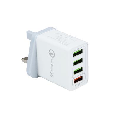 China 2020 Hot Selling Mobile Phone Usb Charger 3A QC 3.0 Phone Charger 4 In UK Plug for sale