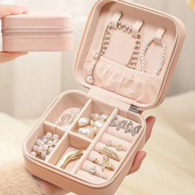 China Handmade Case Ring Zipper Velvet Small Jewelry Portable Logo Travel Packaging Velvet Necklacebox Custom Made Hot Sale Jewelry Box Storage for sale